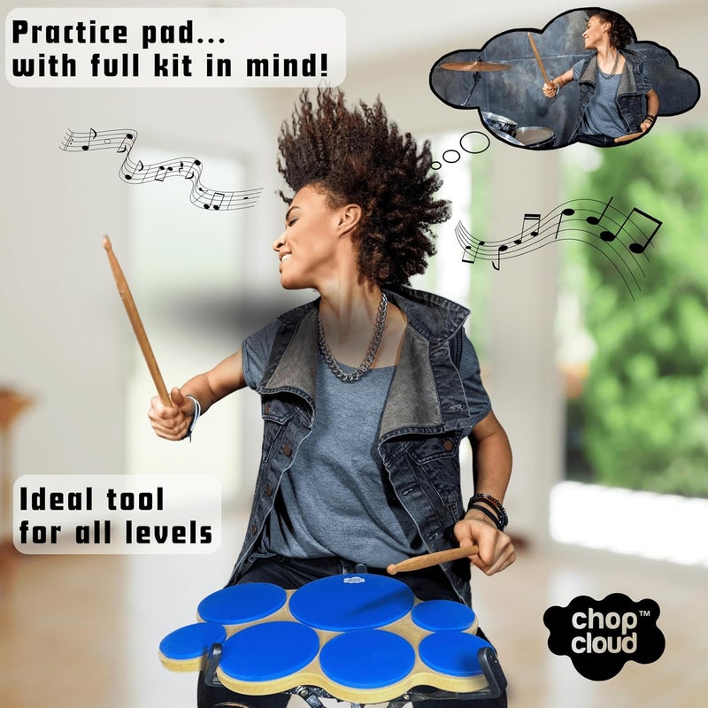 Chop Cloud Store Drum Practice Pad - Compact Multi-target Drumming Practice Pad for Pattern and Phrasing Development - Standard Drum Kit Layout - 7 Silent Pads with Perfect Rebound - Image 2
